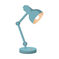 Desk Lamp with Light Bulb in Cartoon Style. Vector illustration. Isolated on white background. Minimalistic design
