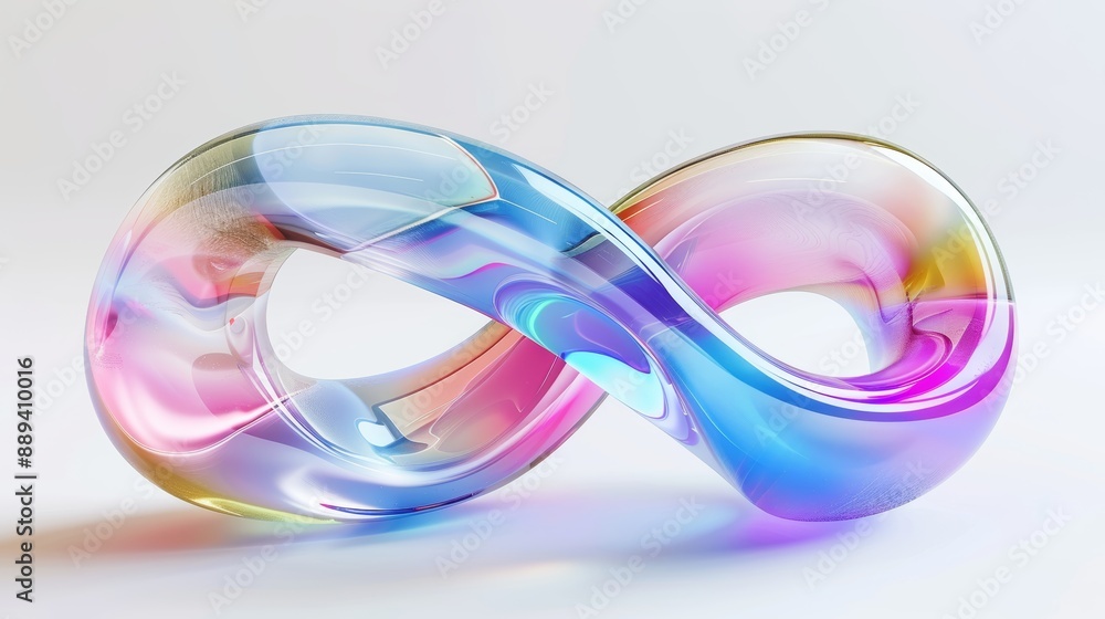 Poster the curvy translucent glass shape is isolated on a white background in this 3d render. it is a moder