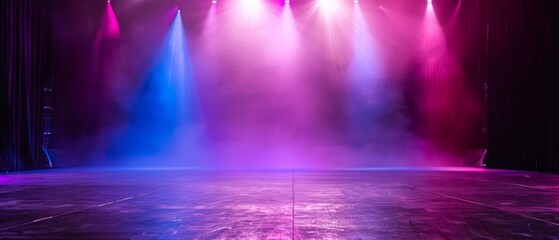 Modern dance stage light background with spotlight for modern dance production stage. Empty stage with dynamic color washes