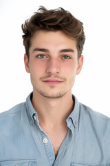 Fototapeta premium Passfoto - Junger Mann mit Bart und braunen Haaren