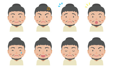 色々な表情の弥生時代の男性