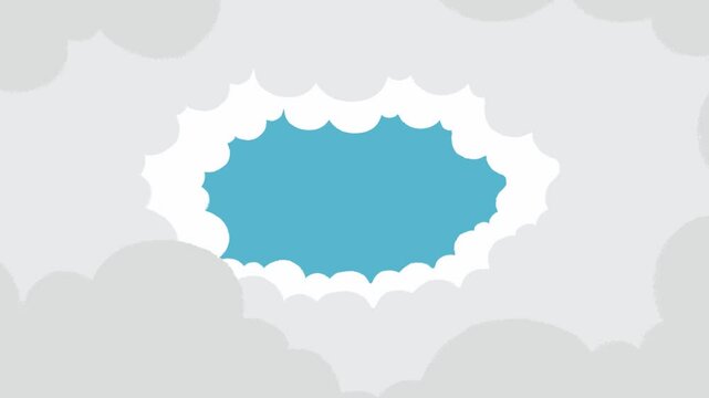 clouds tunnel zoomed in in cartoon style with blue sky background