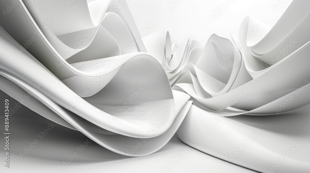 Aufkleber this is a 3d render with an abstract modern white background and folded cloth macro, with wavy layer