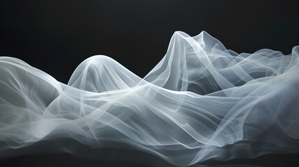 Ethereal Cloud-Like Fabric Floating in Mysterious Minimalist Backdrop