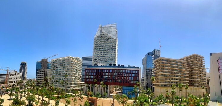 Panoramic view Casablanca Finance City (CFC) is a business hub located in Casablanca, Morocco, dedicated to promoting Morocco as a financial and business center in Africa and the Middle East.