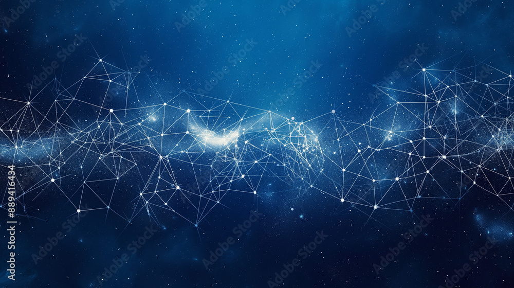 Poster a digital representation of a network or web. it consists of interconnected nodes, represented by wh