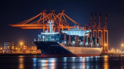 Obraz premium Cargo Ship at Night