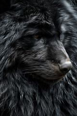 A surreal image of fur with a liquid metallic sheen, set against a solid black background,