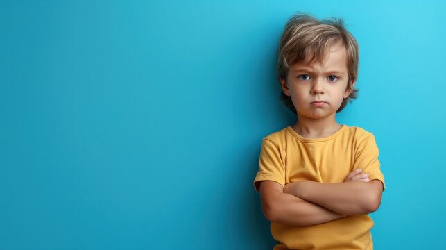 Portrait of a grumpy young child 