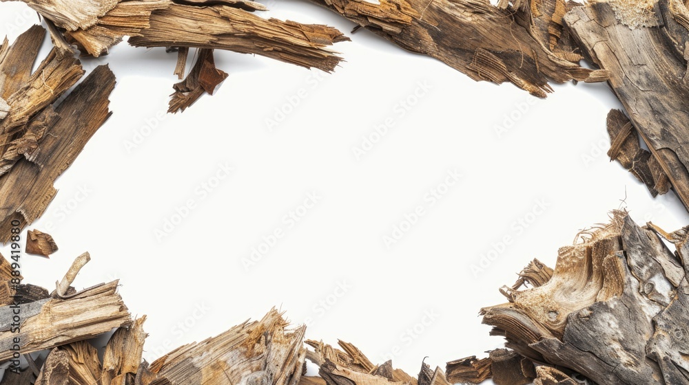 Poster a detailed view of the texture and pattern on a piece of wood against a white background