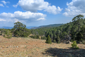 Scenic view of mountains against sky, Mount Olympos, Cyprus