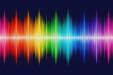 Vibrant sound wave visualization in a mesmerizing array of colors, isolated on a crisp white background, ideal for music, audio, and visual multimedia projects.