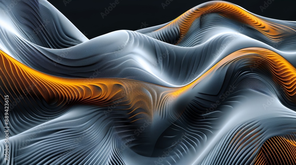 Poster this template is a modern motion orange wallpaper template with curve abstract wave. there are wavy 