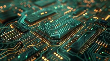 Obraz premium big data on circuit board hologram