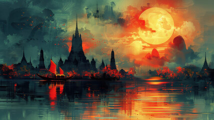 Naklejka premium Abstract Thailand Travel Banner