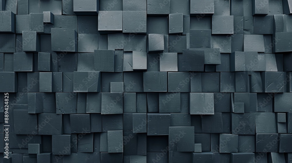 Poster this is a futuristic, high tech background with an offset square block structure. a 3d tile pattern 