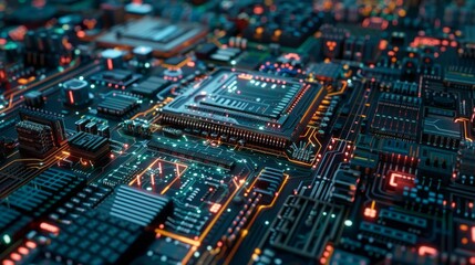 Obraz premium big data on circuit board hologram