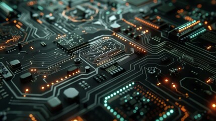 Fototapeta premium big data on circuit board hologram
