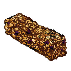 Granola cereal breakfast bar instant food illustration isolated on square white background. Flat outlined cartoon art styled drawing.