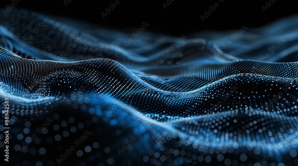 Poster this is a 3d rendering of a big data concept in a blue, futuristic digital style.