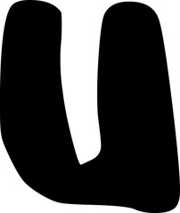 Lowercase alphabet letter u handwritten font, bold doodle style typography.