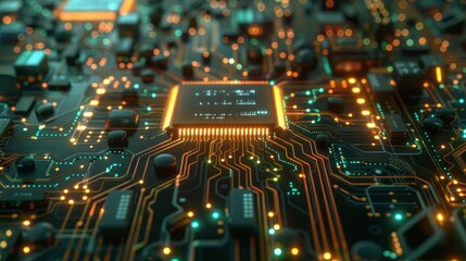 Obraz premium big data on circuit board hologram