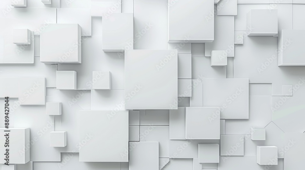 Poster the wall is made up of multiple 3d blocks neatly arranged to look like a wall. it is covered in whit