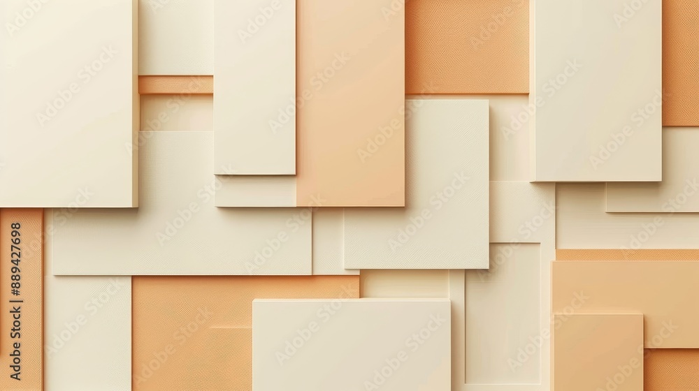 Poster the wall is created by interlocking 3d blocks of different shapes and sizes. the background is orang
