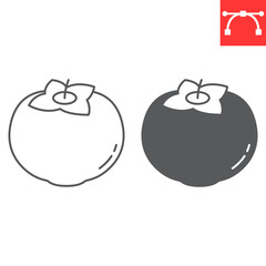 Persimmon line and glyph icon, fresh and fruit, persimmon vector icon, vector graphics, editable stroke solid sign, eps 10