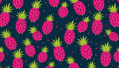 Hylocereus polyrhizus seamless pattern with flowers