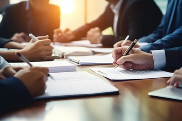  business people or colleagues having Meeting for  business partners brainstorm, discuss strategy analysis, investment  and planning new business projects.