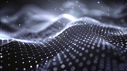 Abstract digital background of points and lines. Glowing grey plexus. 
