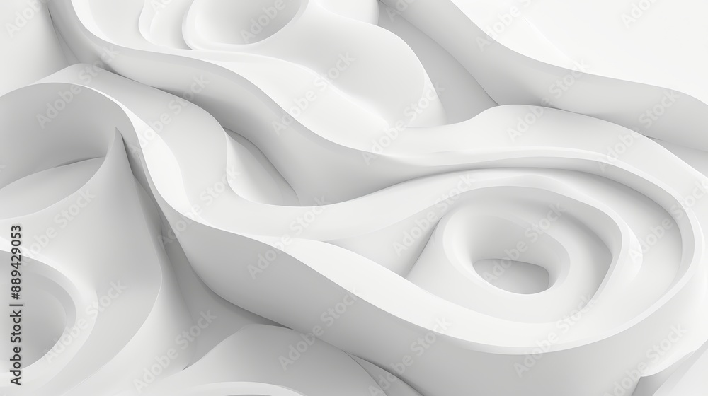 Poster the wallpaper is based on white 3d undulating lines with a light 3d render.