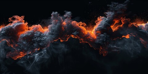 Fototapeta premium Abstract Explosion with Black Smoke and Red Lava. AI-Generated 4K HD Wallpaper. Dynamic and Powerful Visuals.