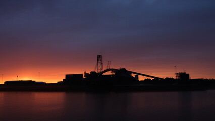 view of Luleå at sunset, industrial area