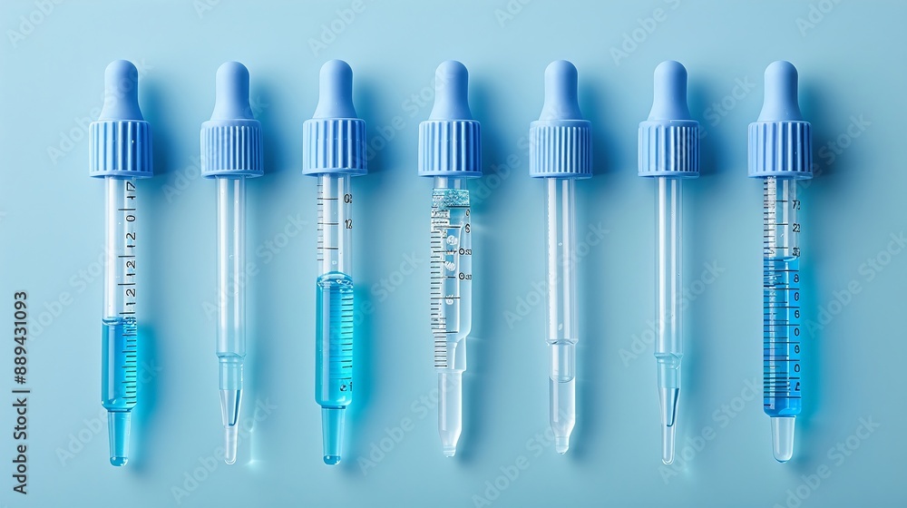 Poster laboratory pipettes and tips clean flat background bright studio lighting highlighting the precise e