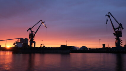 view of Luleå at sunset, industrial area