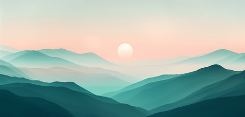 Fototapeta premium A calming wallpaper showcasing a minimalist landscape with soft gradients and gentle colors.