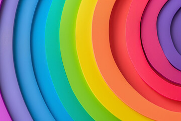 Obraz premium Smoothly curved rainbow-colored layers creating a seamless gradient pattern in a bright and vibrant artistic view.