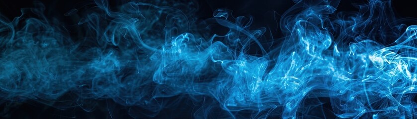 A blue background with smoke and steam. The smoke is coming from a fire