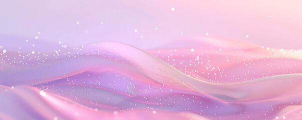 Dreamy wavy background with a gradient transition from lavender to blush pink, sprinkled with gentle sparkles that create a whimsical effect.