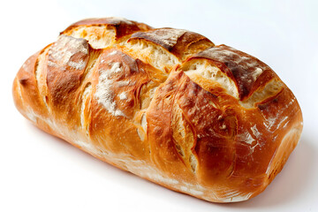 Crispy Golden-Brown Braided Loaf of Bread on White Background