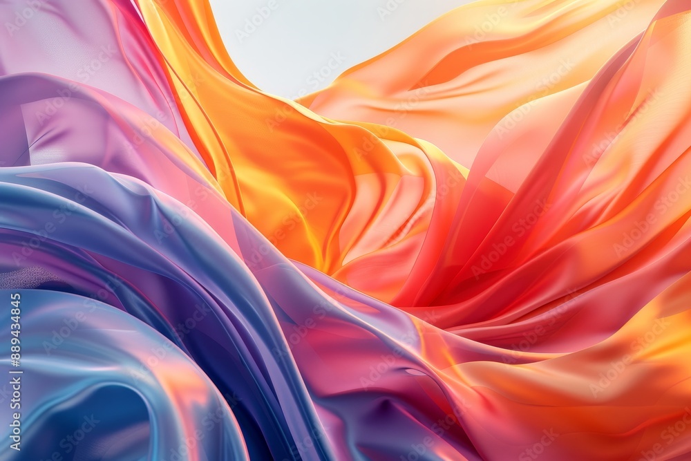 Poster the background is an abstract colorful metallic wavy pattern.