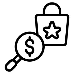 satisfying money buying outline icon and illustration