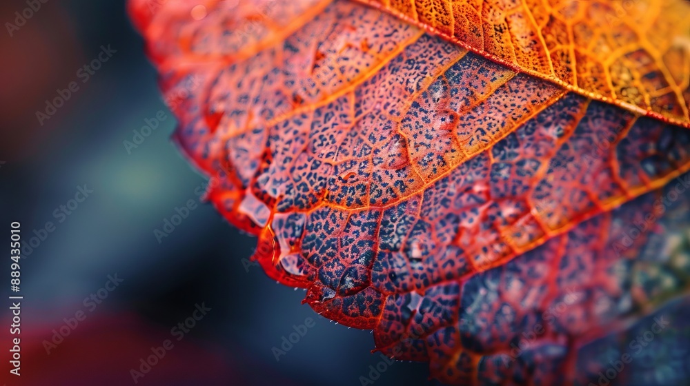 Poster macro shot of a colorful autumn leaf.