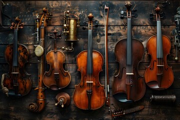 Naklejka premium beautiful wooden instruments