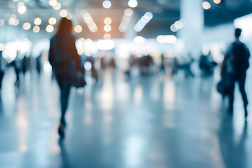 Blurred Scene of People Walking in a Modern Business Environment