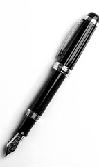 Naklejka premium Elegant Fountain Pen on a Pure White Background