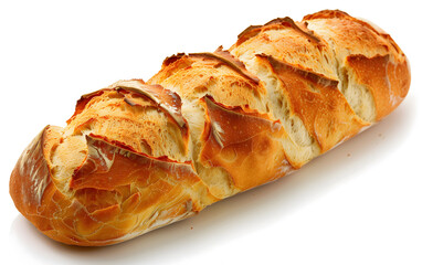 Freshly Baked Traditional French Baguette on White Background