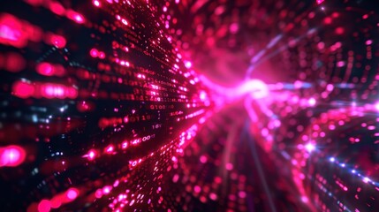 Fototapeta premium Abstract Data Technology Concept in Vivid Reddish-Rose Color with Hex #FF5757 Accent